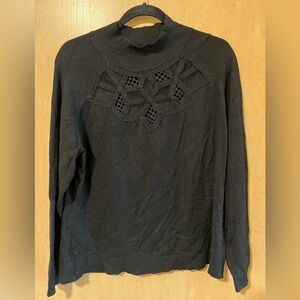 Cyrus - Black Knit Sweater with Chest Detail